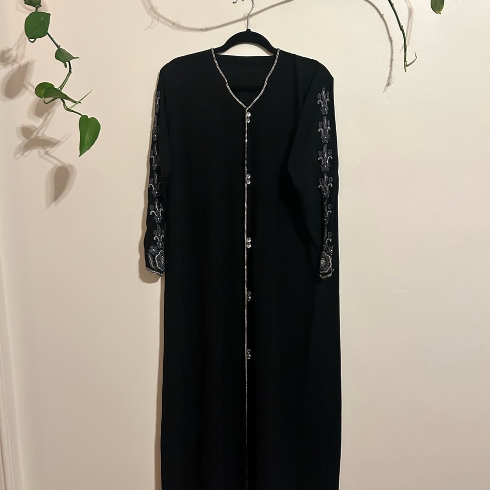 Vintage Black Hand-beaded Saree Dress